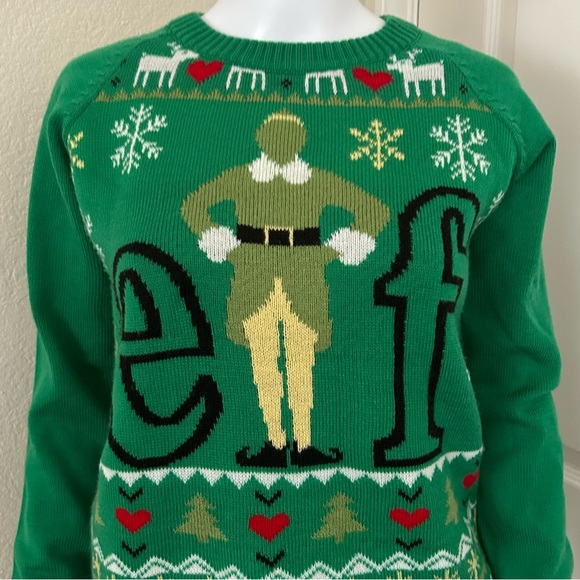 Elf Novelty Green Red Christmas Holiday Sweater size M - Picture 2 of 6